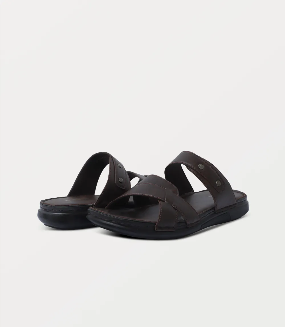 BM6863-BROWN-Men Slipper