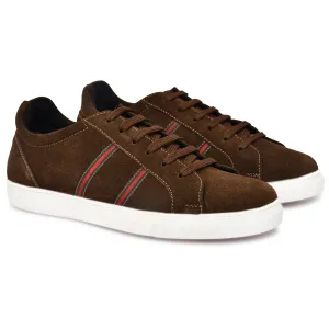 Country Maddox Brown Suede Leather Shoes with Stripes