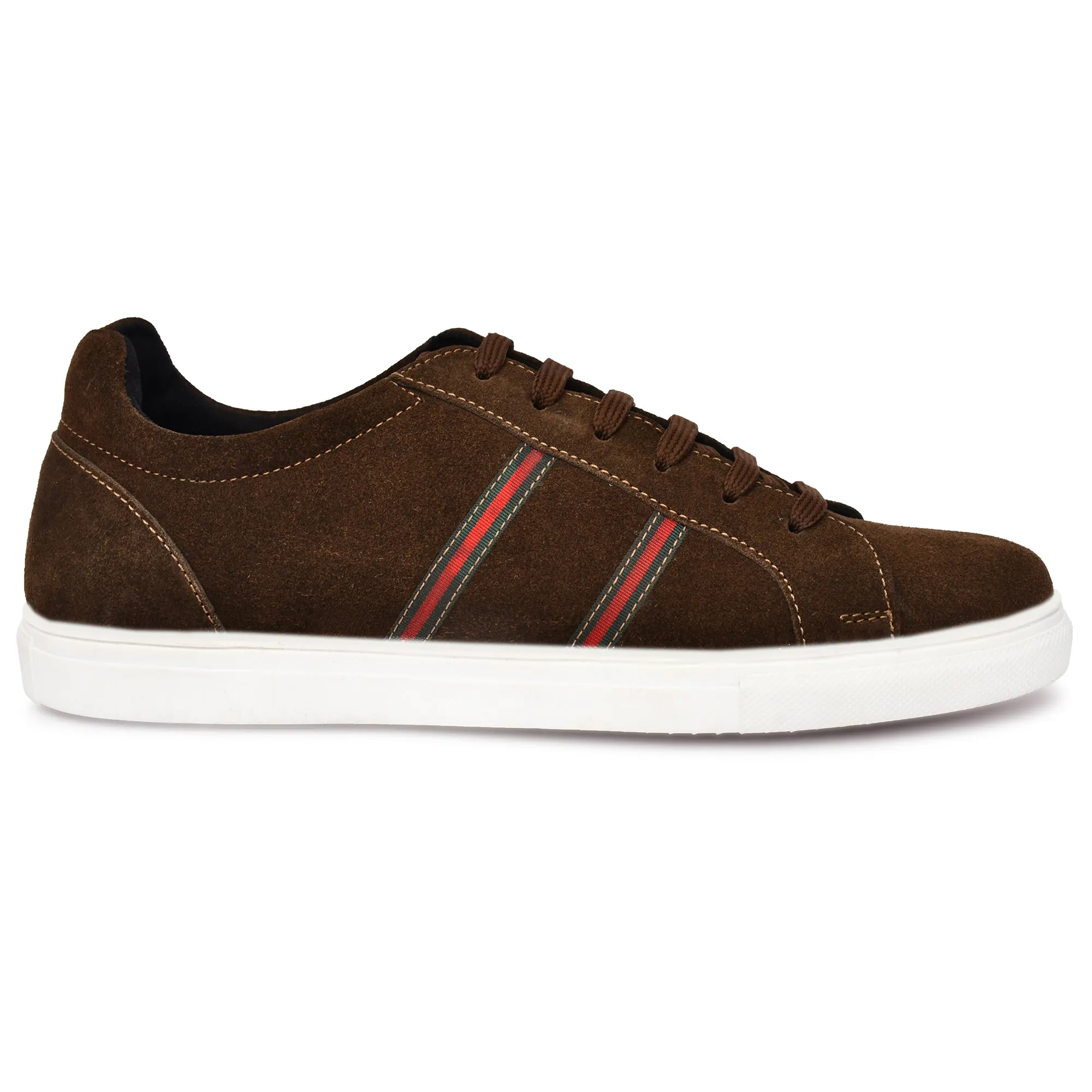 Country Maddox Brown Suede Leather Shoes with Stripes