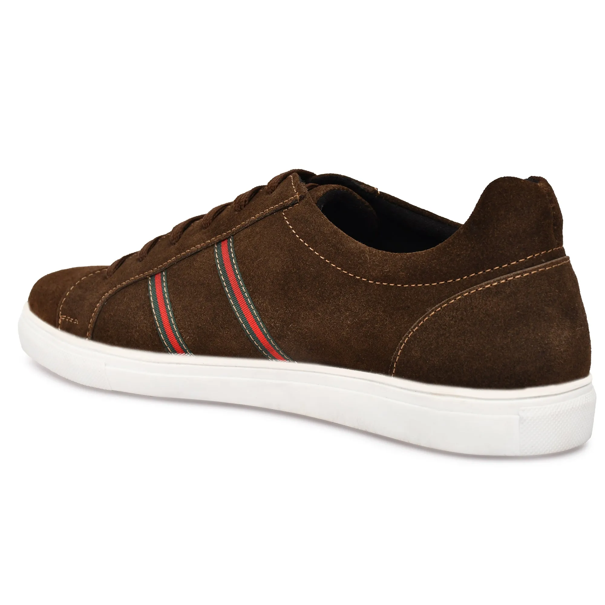 Country Maddox Brown Suede Leather Shoes with Stripes