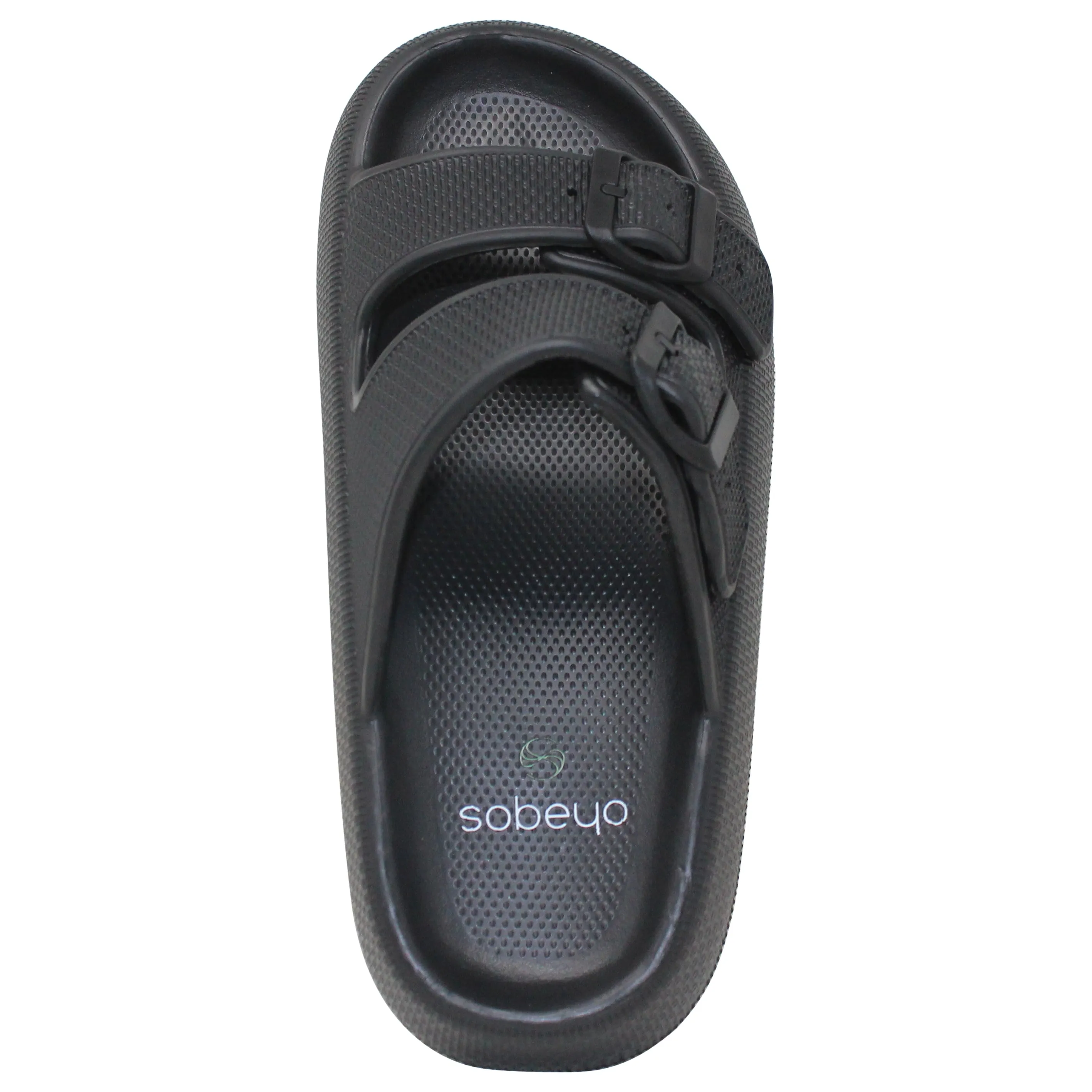 Lightweight EVA Platform Sandals Double Straps Black