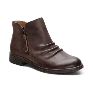 Mila Ruched Zipper Boot in Brown