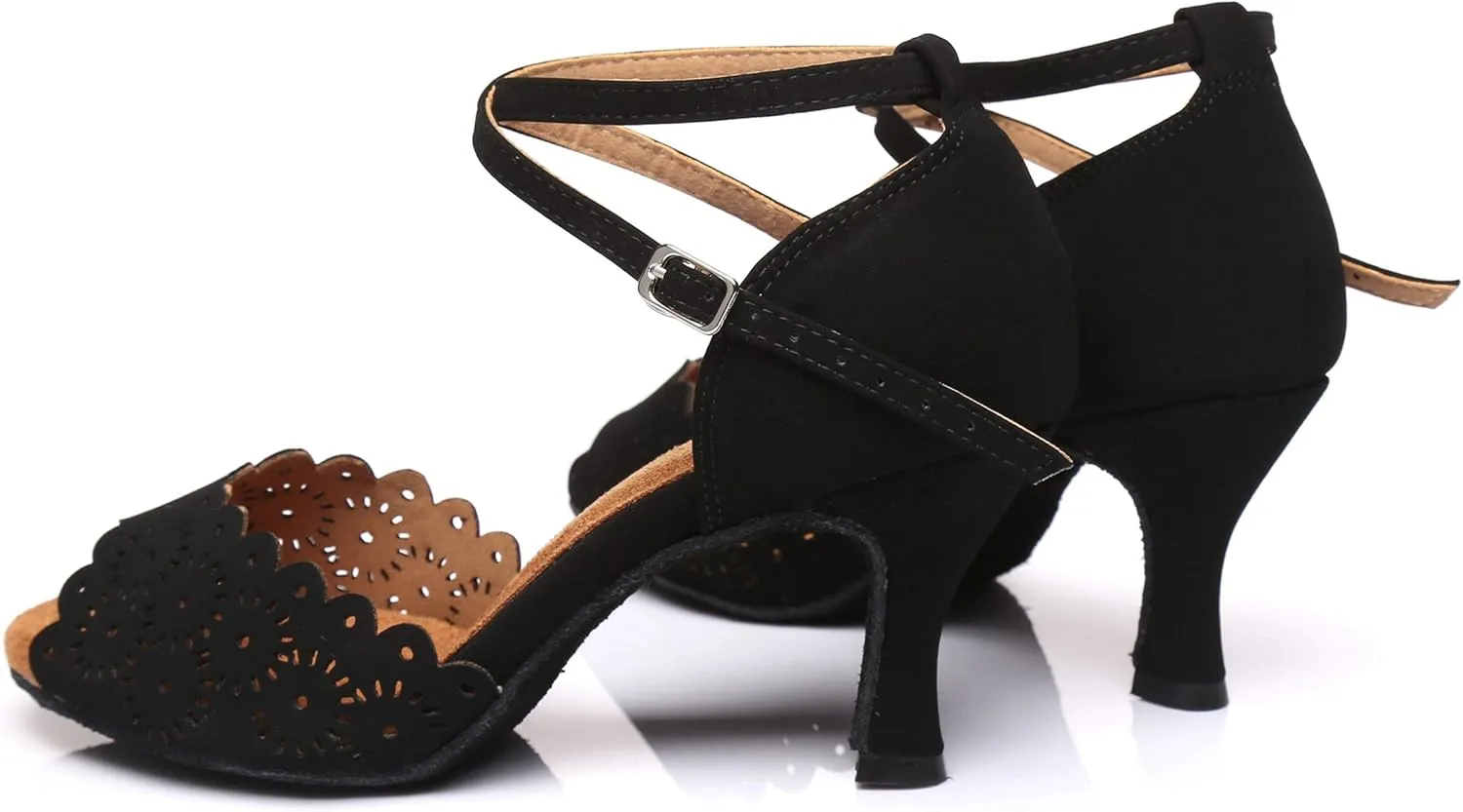 Minishion Women's Latin Salsa Floral Suede Dance Shoes Formal Party Sandals