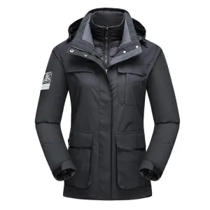 Outdoor Waterproof Winter 3-in-1 Ski Jacket Pure Color Fashion