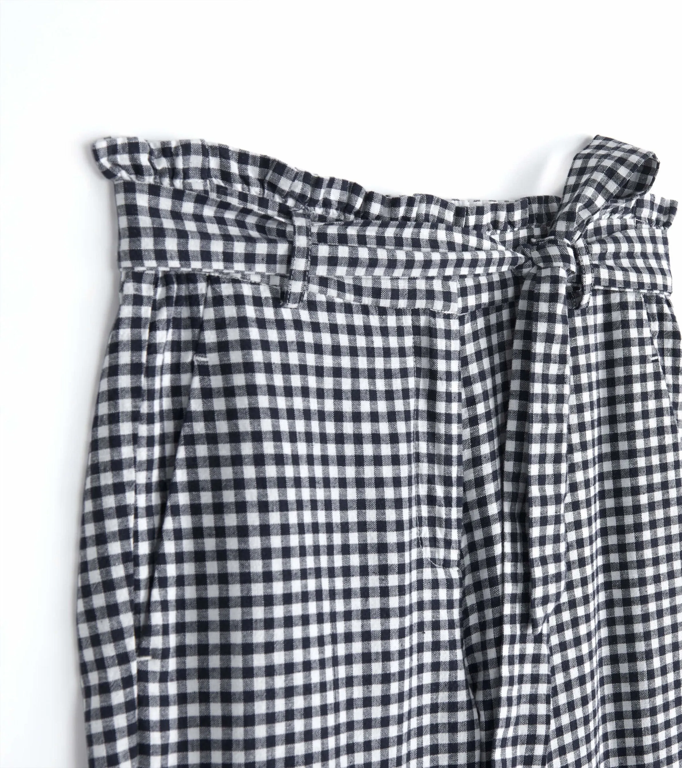 Paper Bag Trousers - Navy Gingham