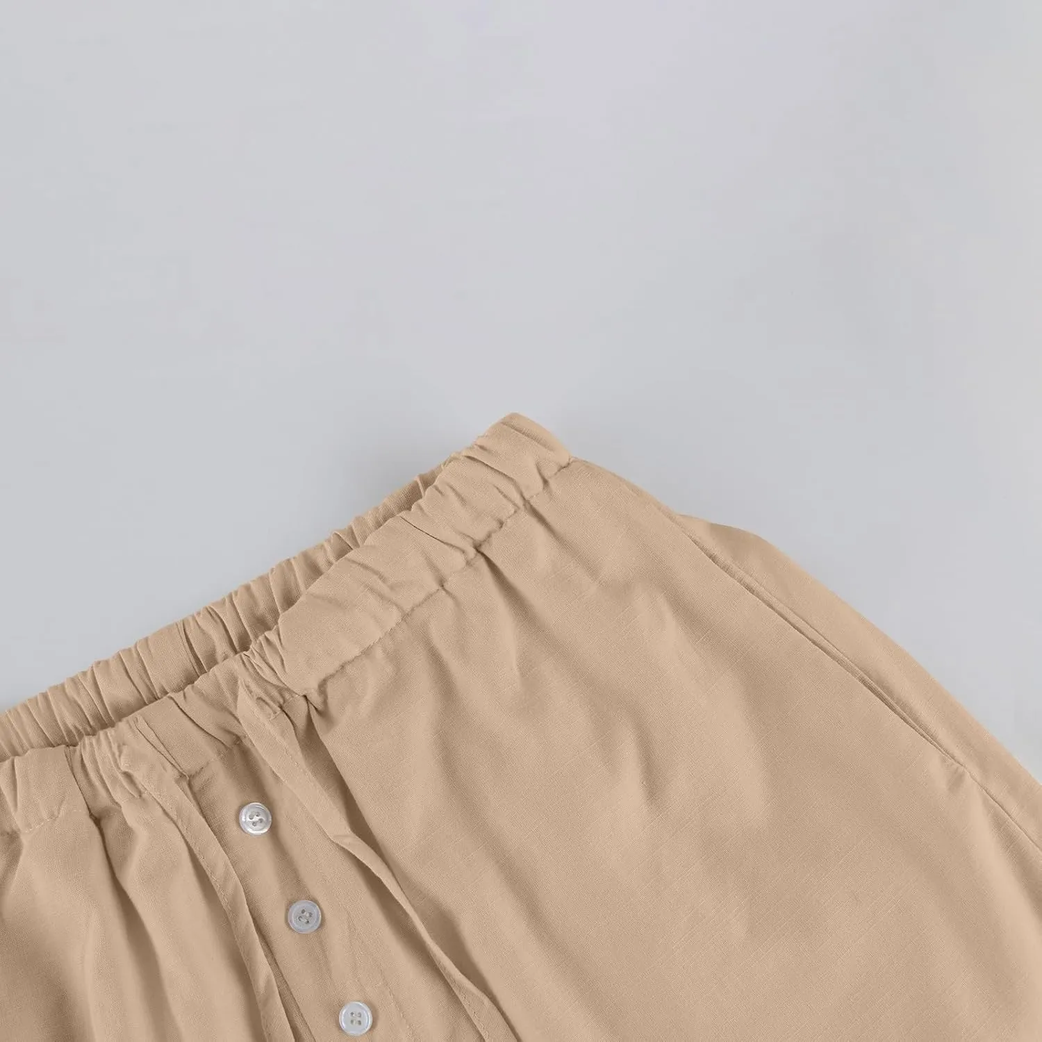 Summer Womens Work Pants Linen Drawstring Vacation Baggy Pants Wide Leg Palazzo High Waisted Pocket Solid Trouser 2025