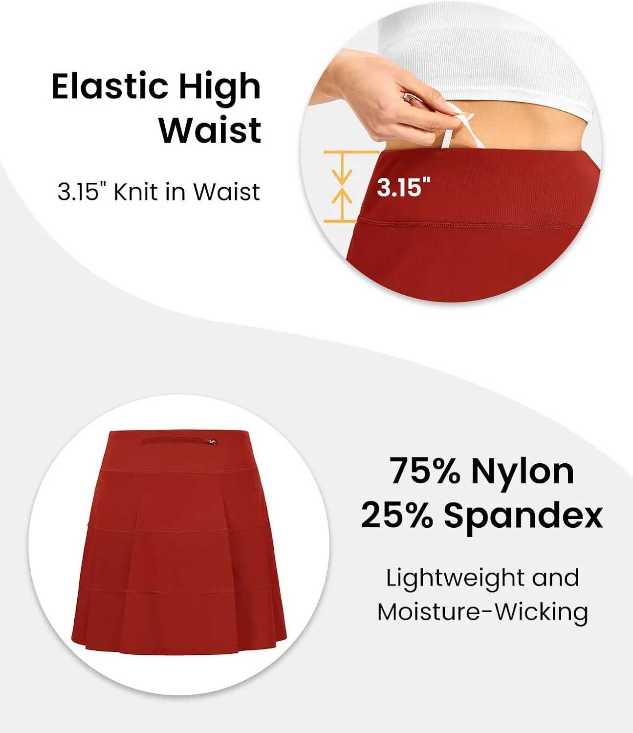 TBMPOY Women's Tennis Skorts Skirts Pleated High Waisted 16" with Zipper Pockets Golf Athletic Casual Sports Pickleball