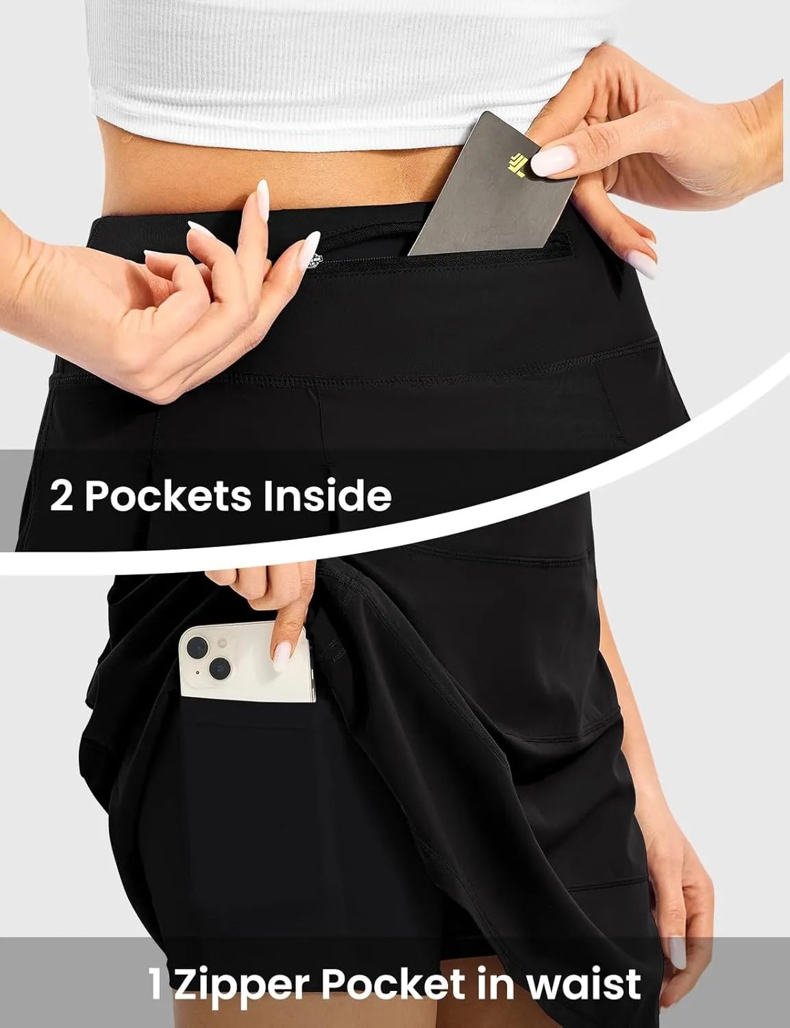 TBMPOY Women's Tennis Skorts Skirts Pleated High Waisted 16" with Zipper Pockets Golf Athletic Casual Sports Pickleball
