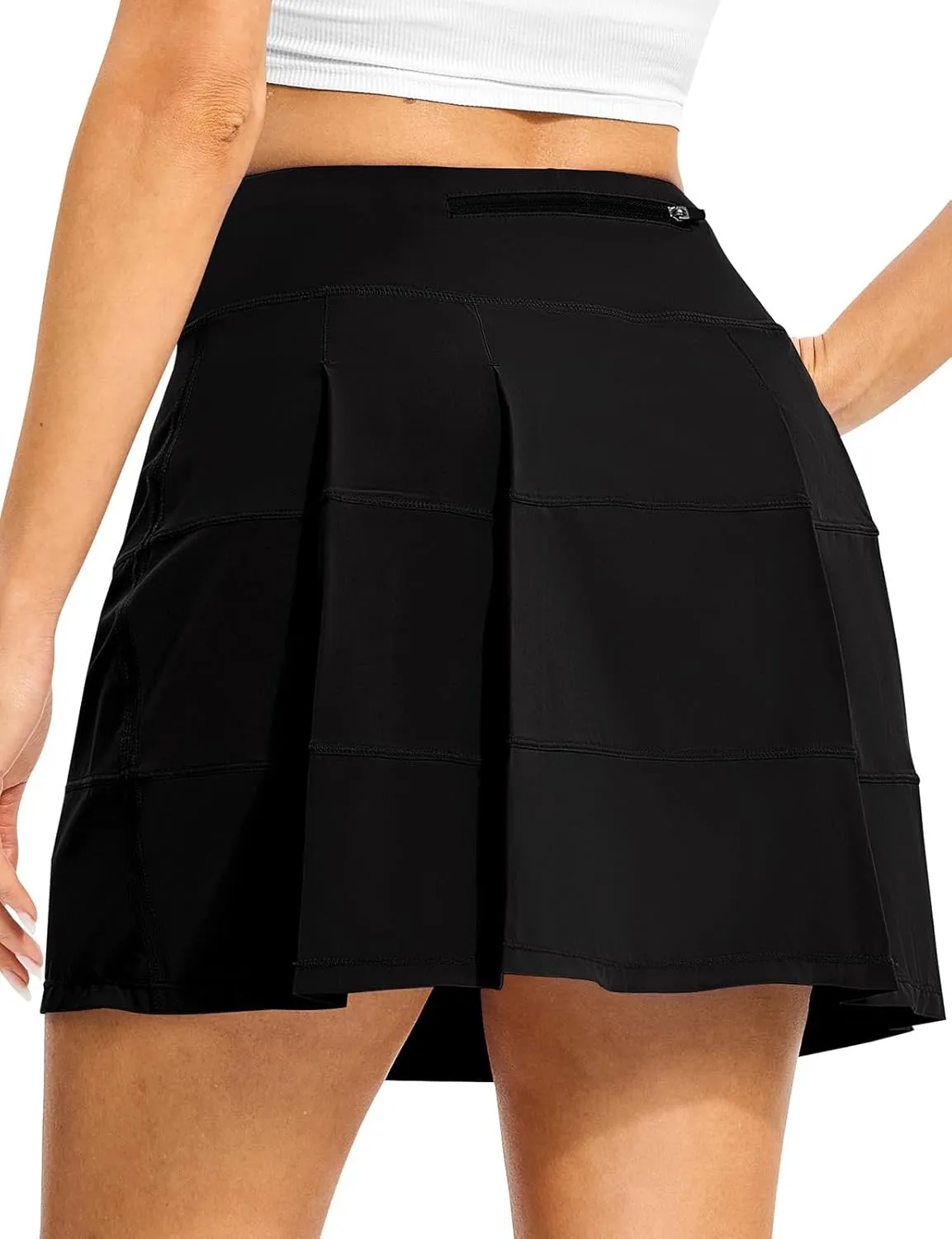 TBMPOY Women's Tennis Skorts Skirts Pleated High Waisted 16" with Zipper Pockets Golf Athletic Casual Sports Pickleball