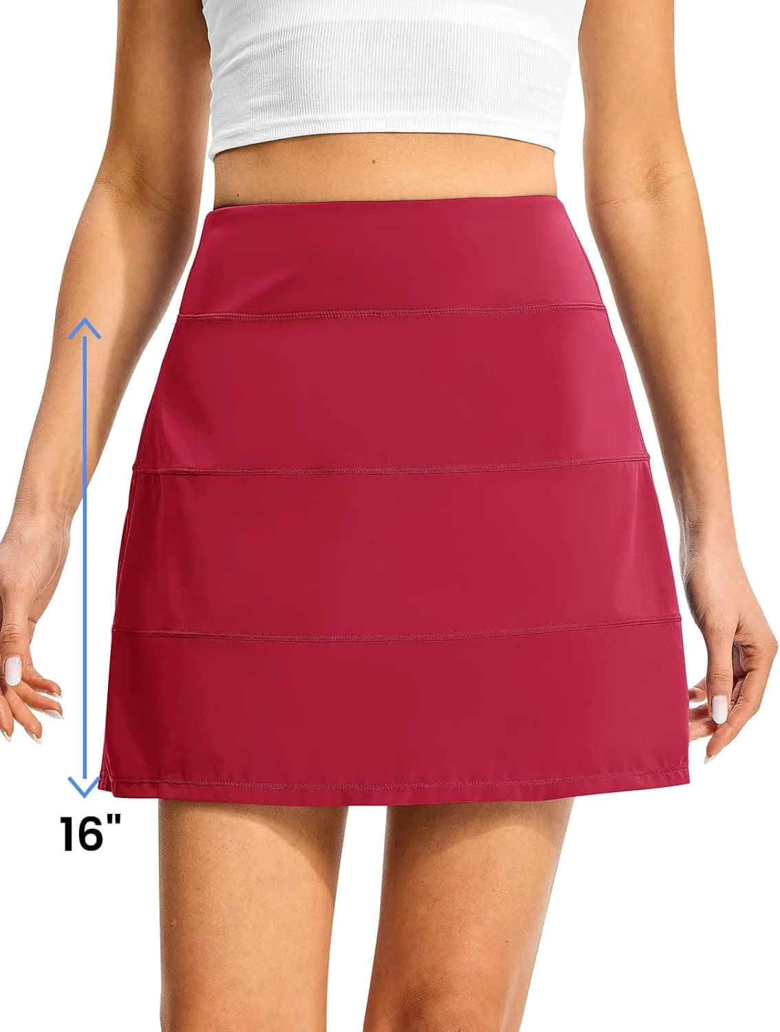TBMPOY Women's Tennis Skorts Skirts Pleated High Waisted 16" with Zipper Pockets Golf Athletic Casual Sports Pickleball