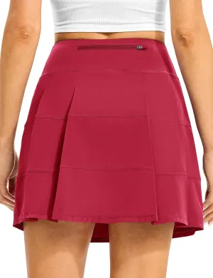TBMPOY Women's Tennis Skorts Skirts Pleated High Waisted 16" with Zipper Pockets Golf Athletic Casual Sports Pickleball