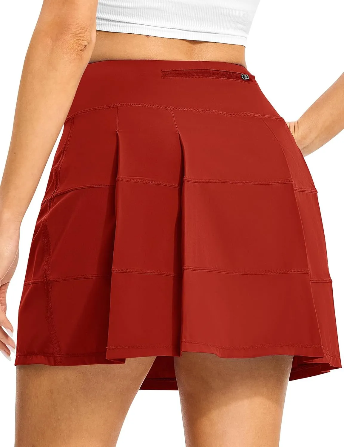 TBMPOY Women's Tennis Skorts Skirts Pleated High Waisted 16" with Zipper Pockets Golf Athletic Casual Sports Pickleball