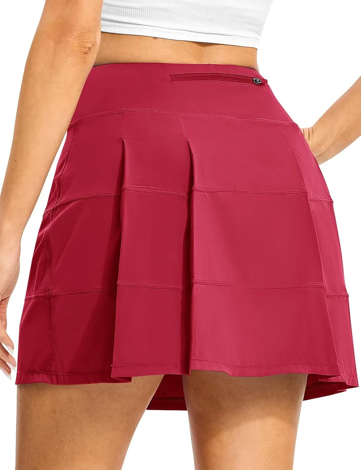 TBMPOY Women's Tennis Skorts Skirts Pleated High Waisted 16" with Zipper Pockets Golf Athletic Casual Sports Pickleball
