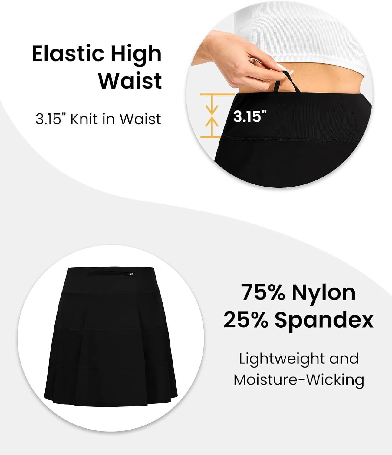 TBMPOY Women's Tennis Skorts Skirts Pleated High Waisted 16" with Zipper Pockets Golf Athletic Casual Sports Pickleball