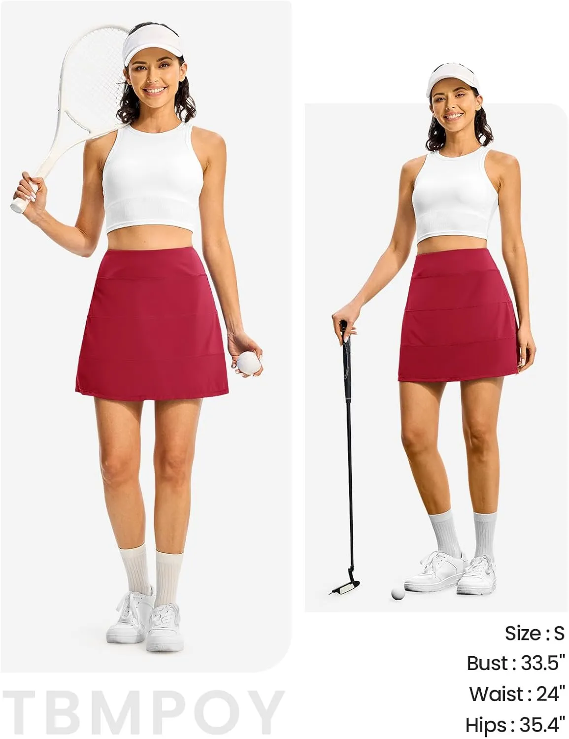 TBMPOY Women's Tennis Skorts Skirts Pleated High Waisted 16" with Zipper Pockets Golf Athletic Casual Sports Pickleball