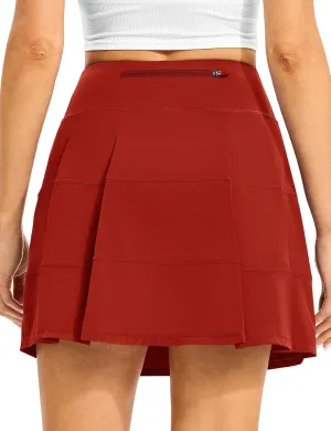 TBMPOY Women's Tennis Skorts Skirts Pleated High Waisted 16" with Zipper Pockets Golf Athletic Casual Sports Pickleball