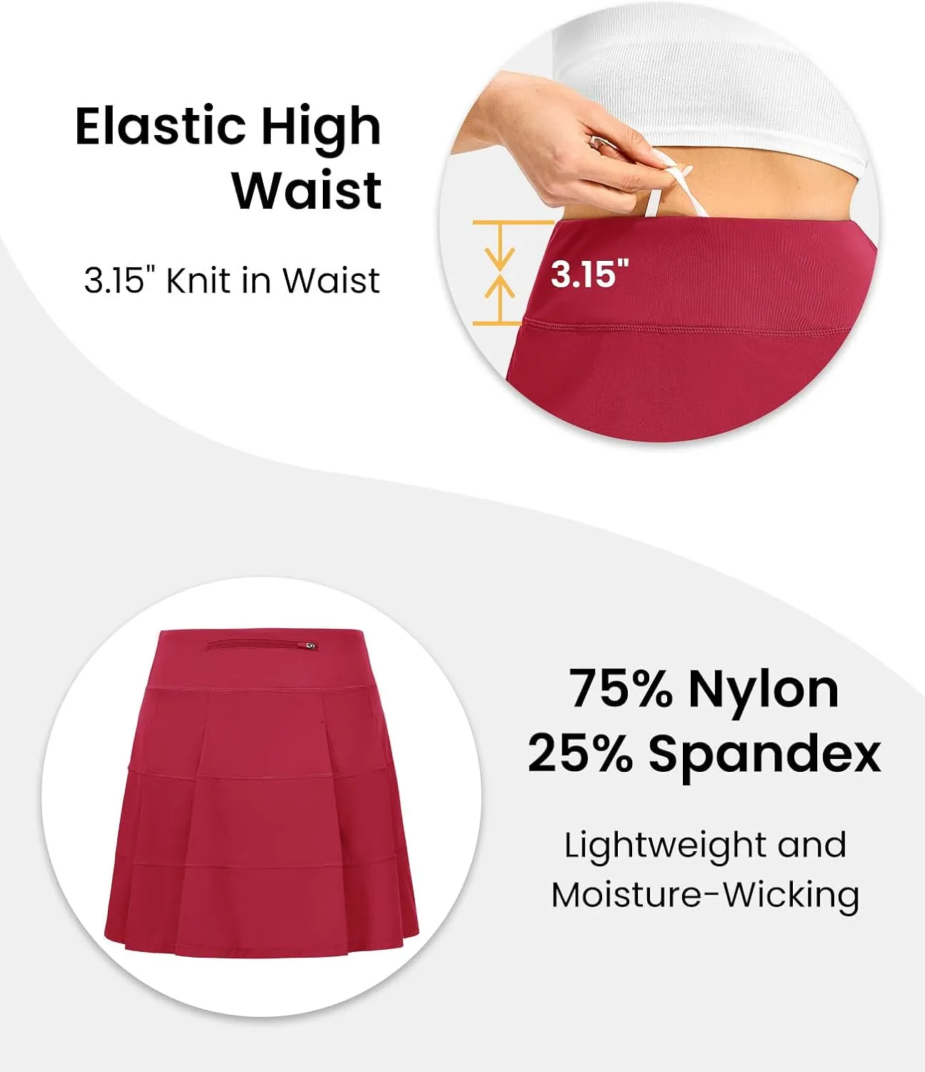 TBMPOY Women's Tennis Skorts Skirts Pleated High Waisted 16" with Zipper Pockets Golf Athletic Casual Sports Pickleball