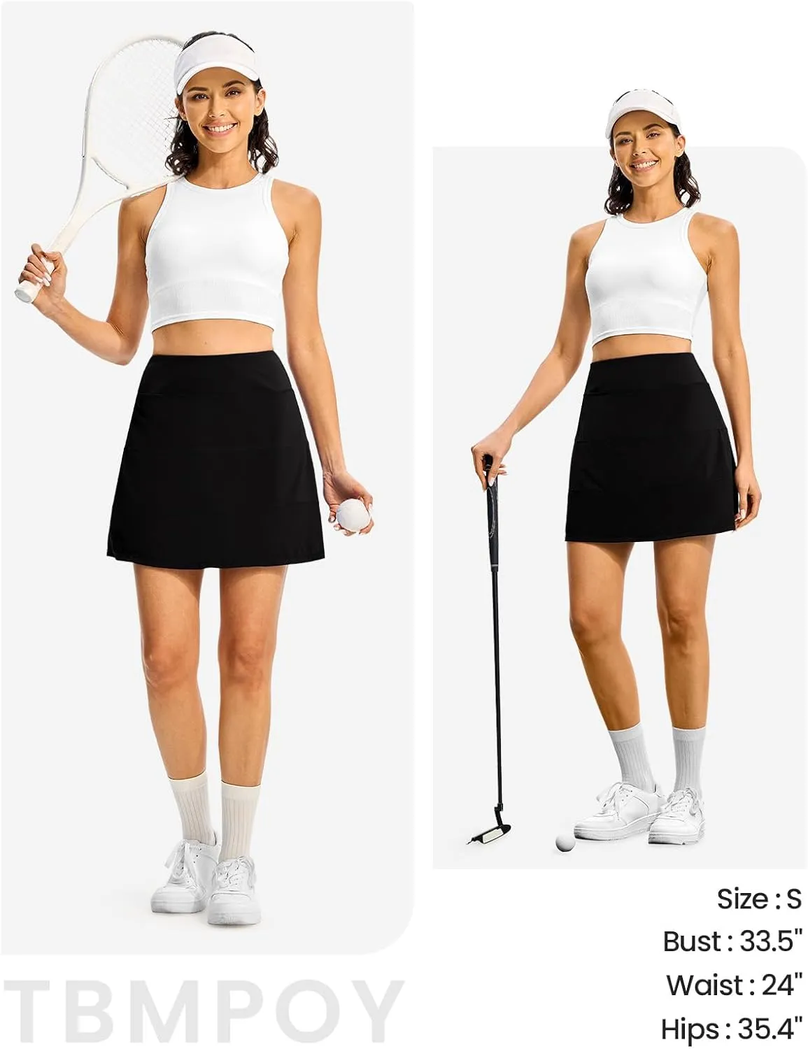 TBMPOY Women's Tennis Skorts Skirts Pleated High Waisted 16" with Zipper Pockets Golf Athletic Casual Sports Pickleball