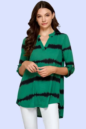 Tie Dye Roll Up Sleeve Top Green