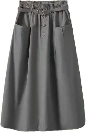 Women's Office Work Pencil Skirt Stretch High Waist with Pockets Business Casual Mid-Length Skirt