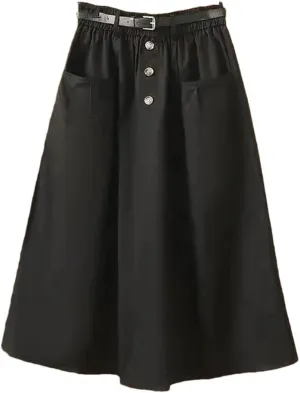 Women's Office Work Pencil Skirt Stretch High Waist with Pockets Business Casual Mid-Length Skirt